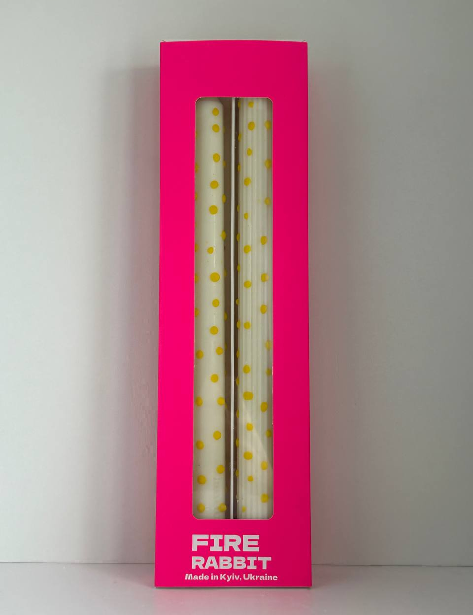 Картинка Свічка біла у жовту крапочку