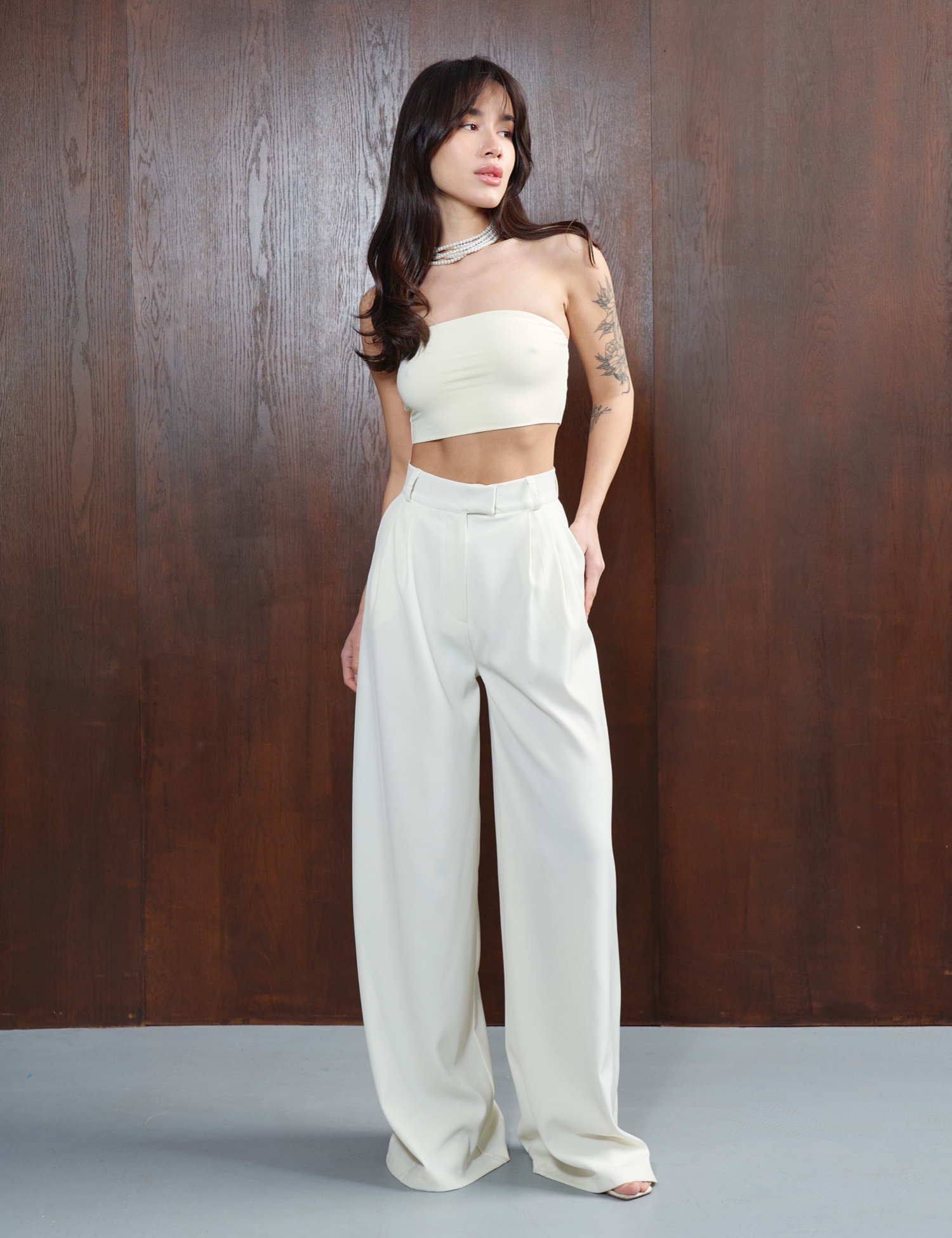 Картинка Брюки палаццо молочні