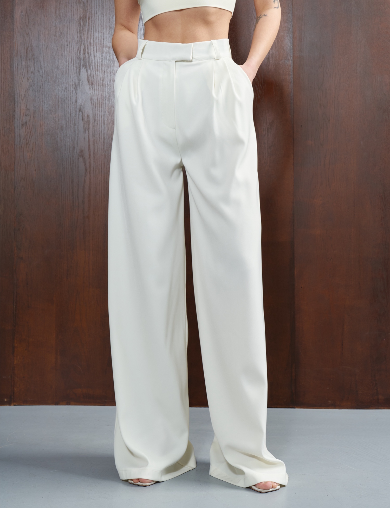 Картинка Брюки палаццо молочні