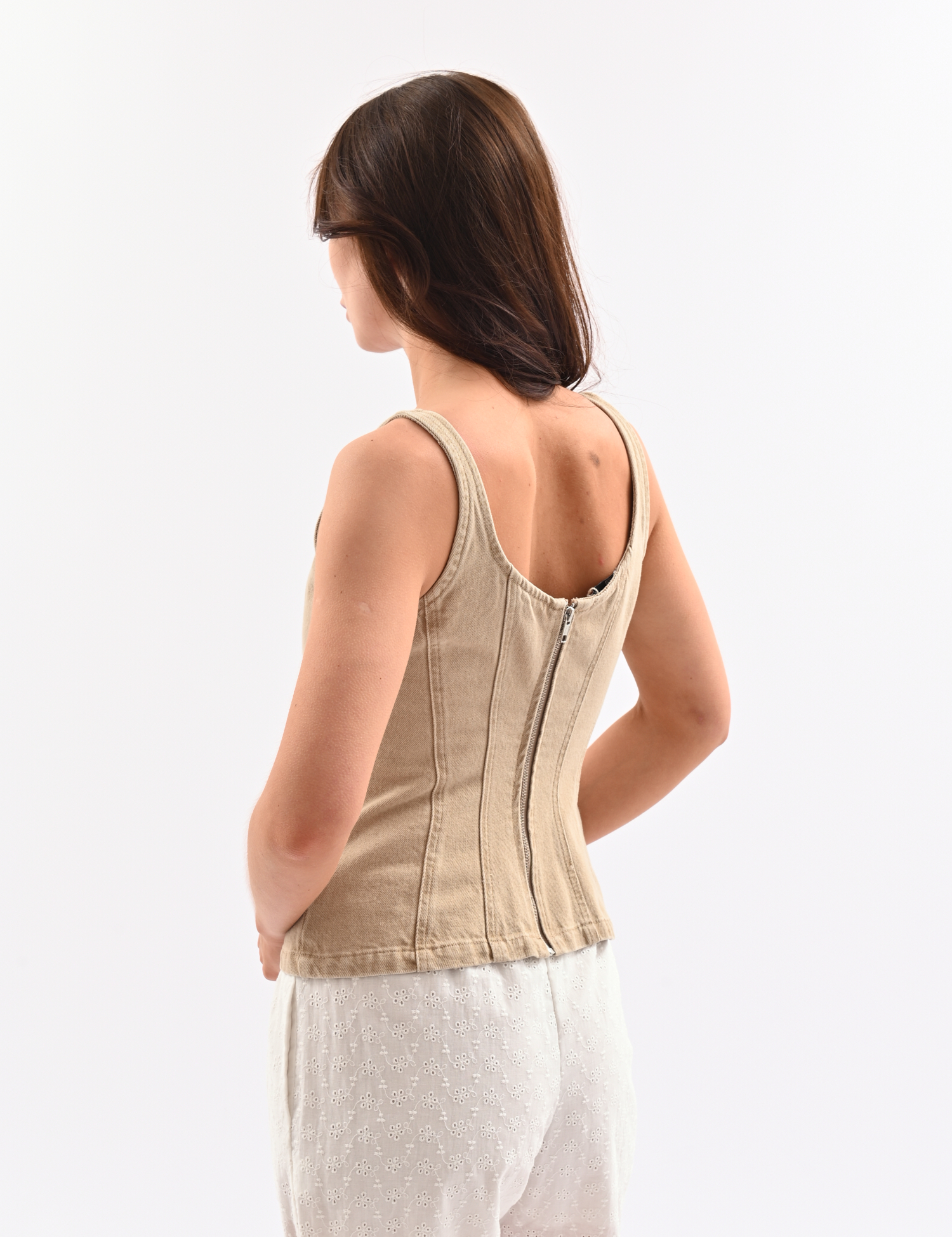Картинка Джинсовий топ бежевий