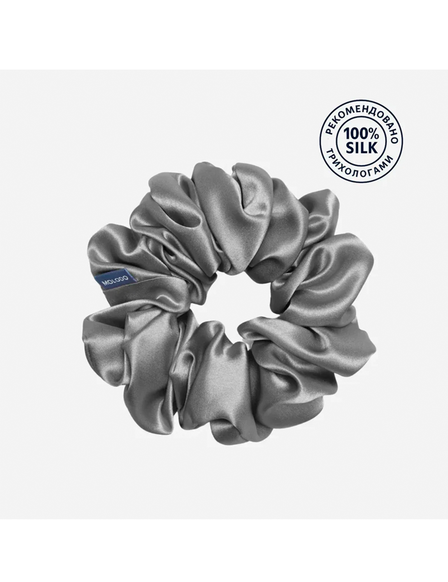 Картинка Шовкова резинка для волосся світло-сіра