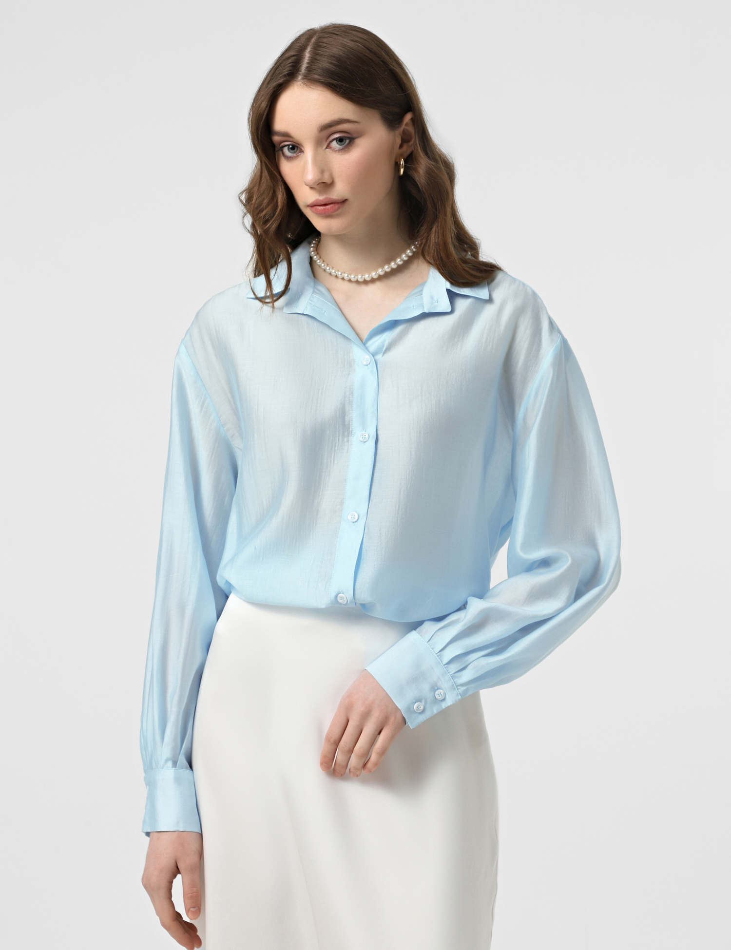 Картинка Небесно-блакитна oversize сорочка