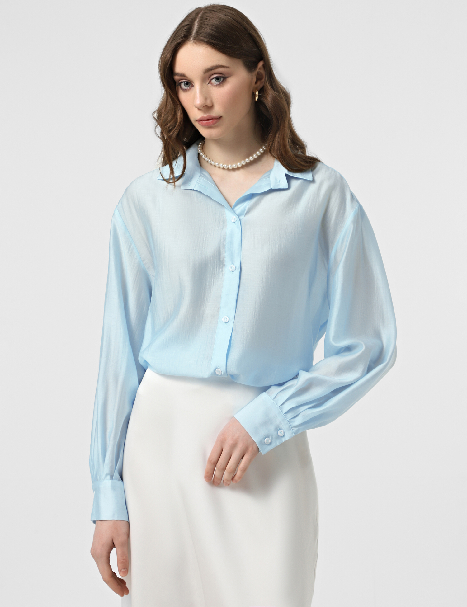 Картинка Небесно-блакитна oversize сорочка