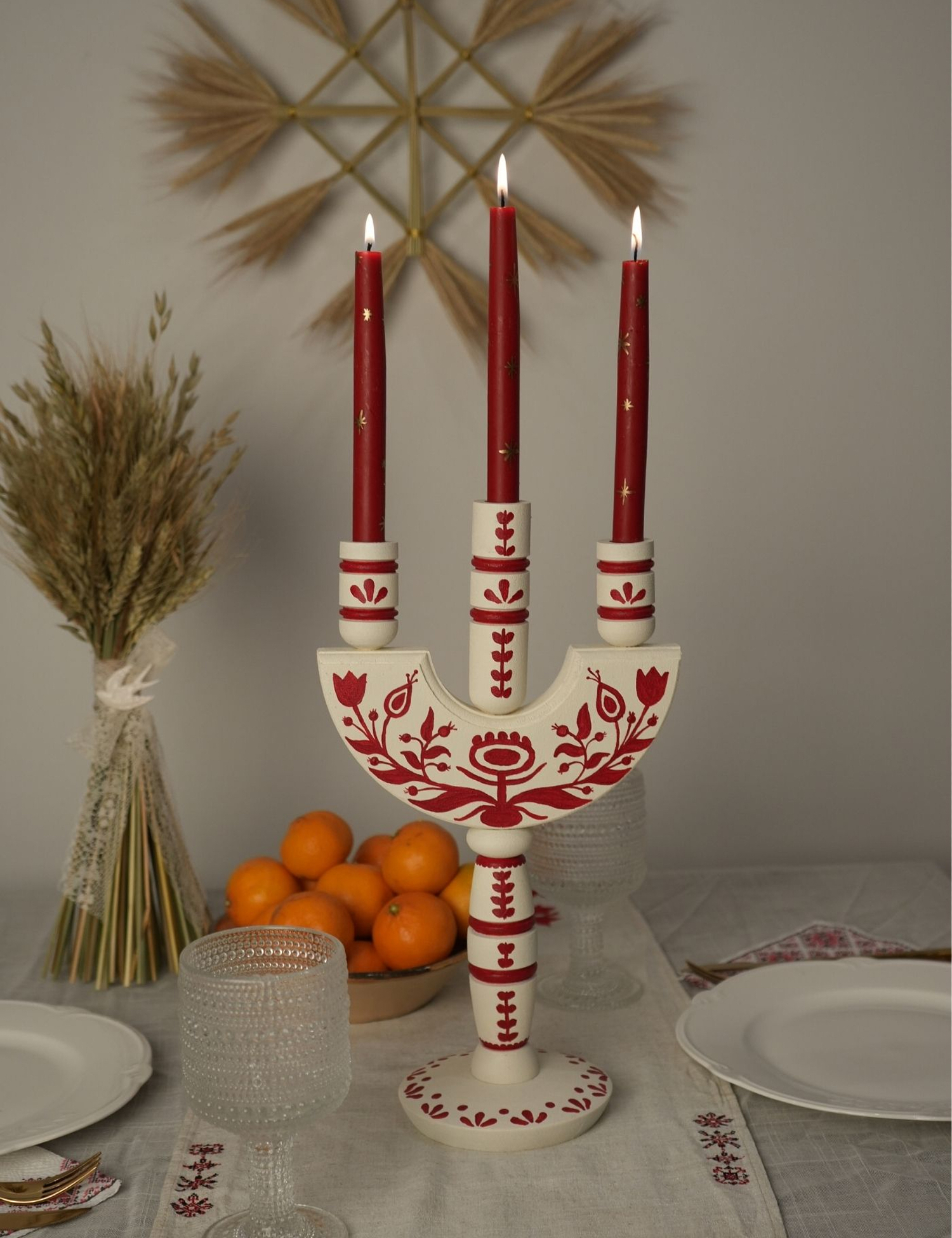 Картинка Свічник-Трійця з ручним розписом «Дерево Життя» малий