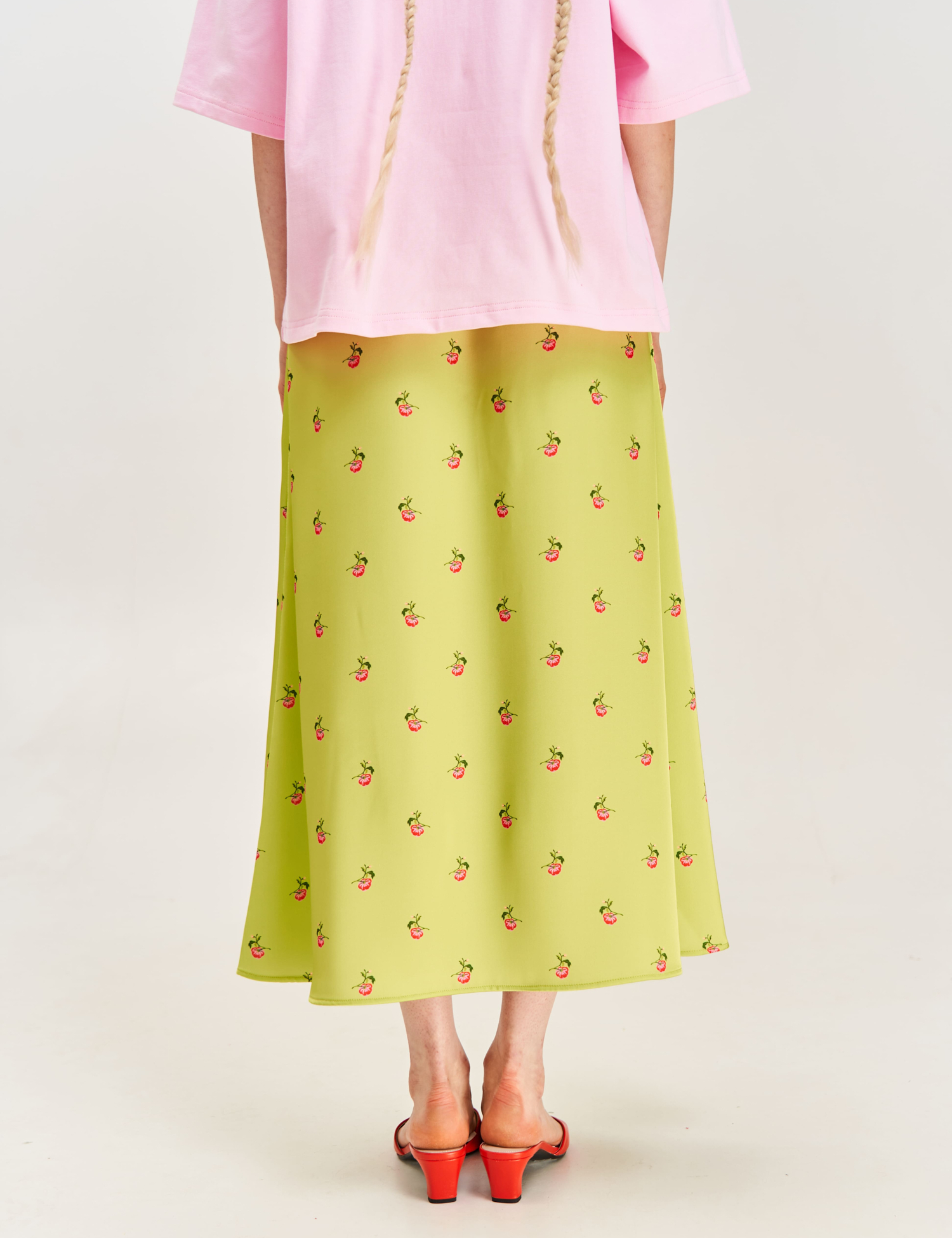 Картинка Спідниця принтована "Херсонські помідори" зелена