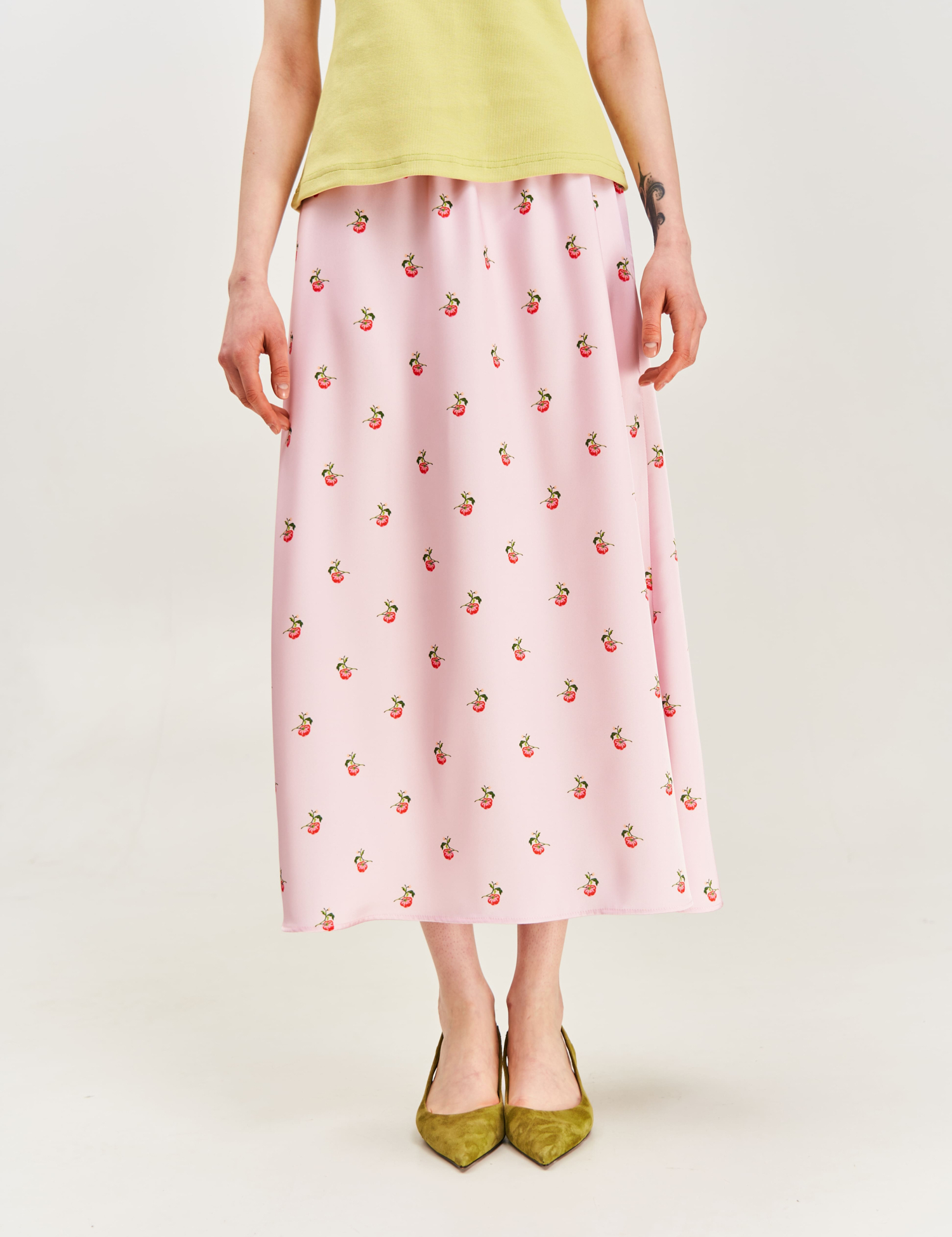 Картинка Спідниця принтована "Херсонські помідори" рожева