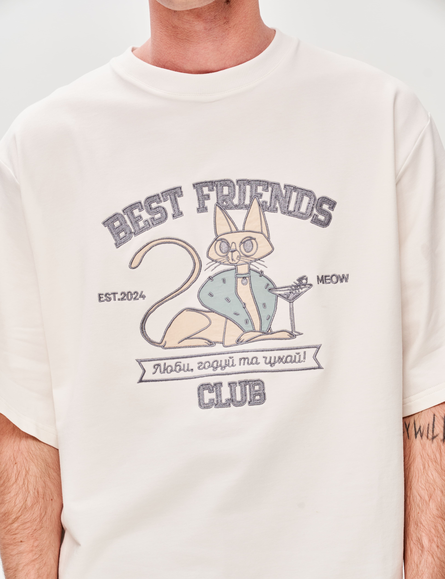 Картинка Футболка з аплікацією "Best Friend's Club" кіт тусовщик