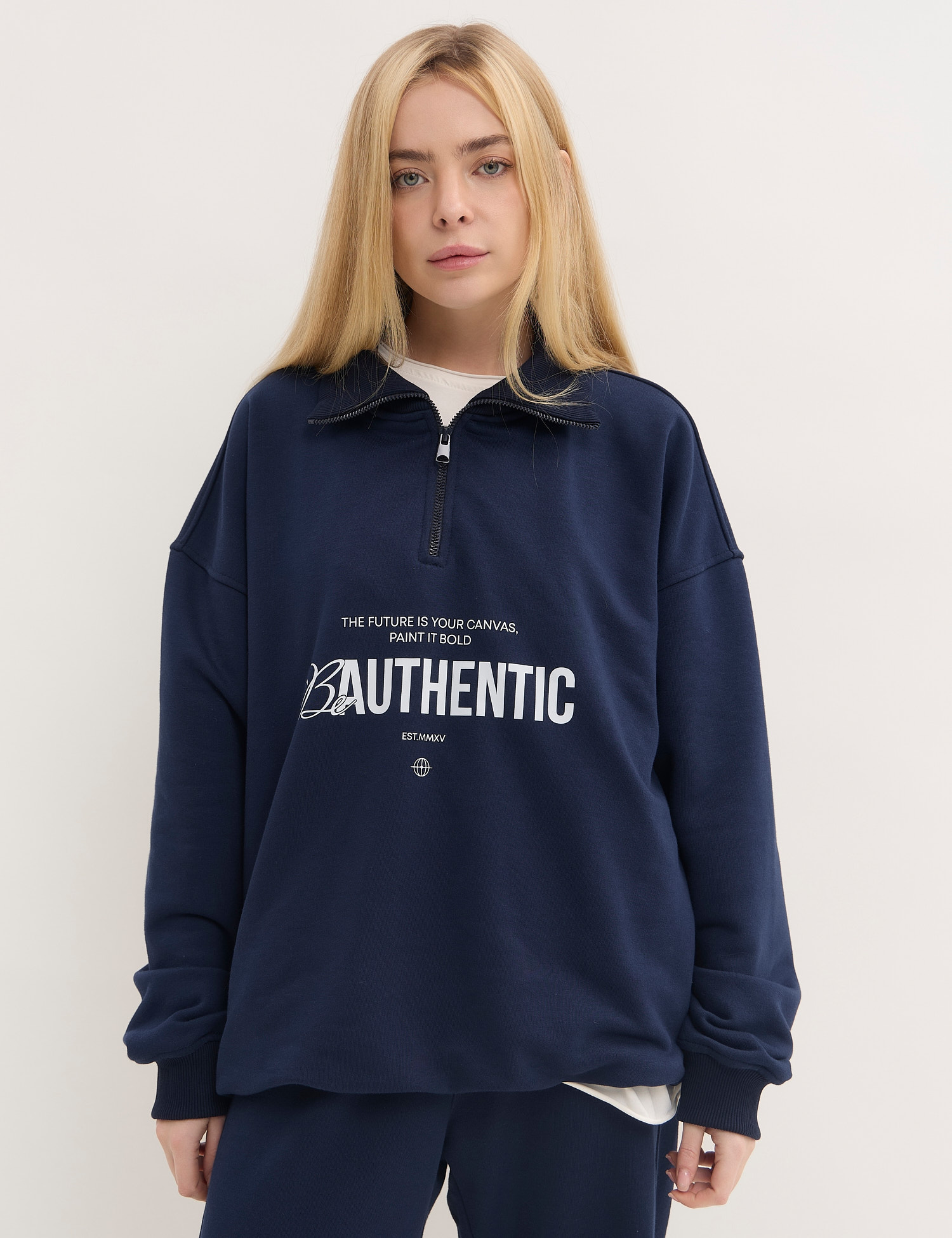 Картинка Світшот зіп "soft" be authentic темно-синій
