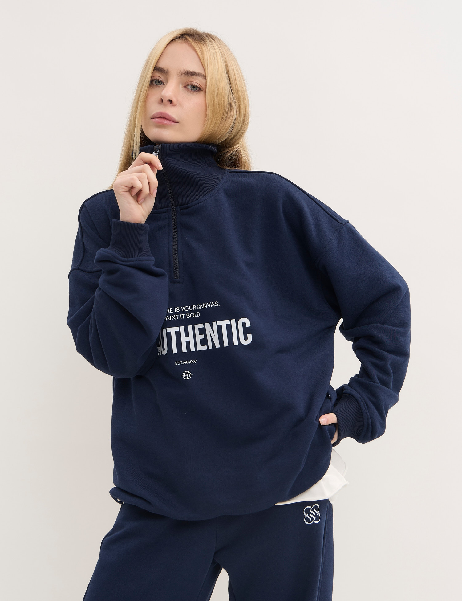 Картинка Світшот зіп "soft" be authentic темно-синій