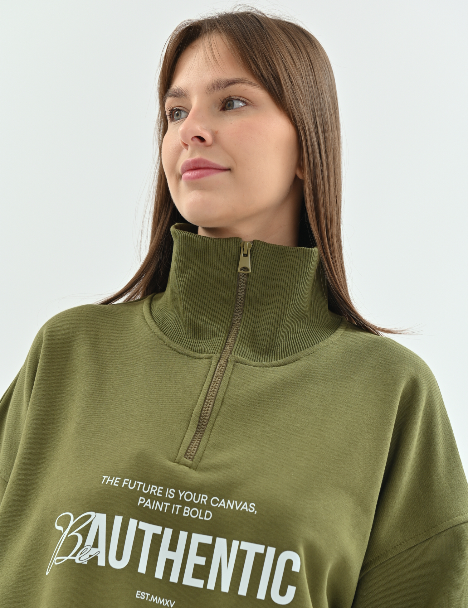 Картинка Світшот зіп "soft" be authentic зелений
