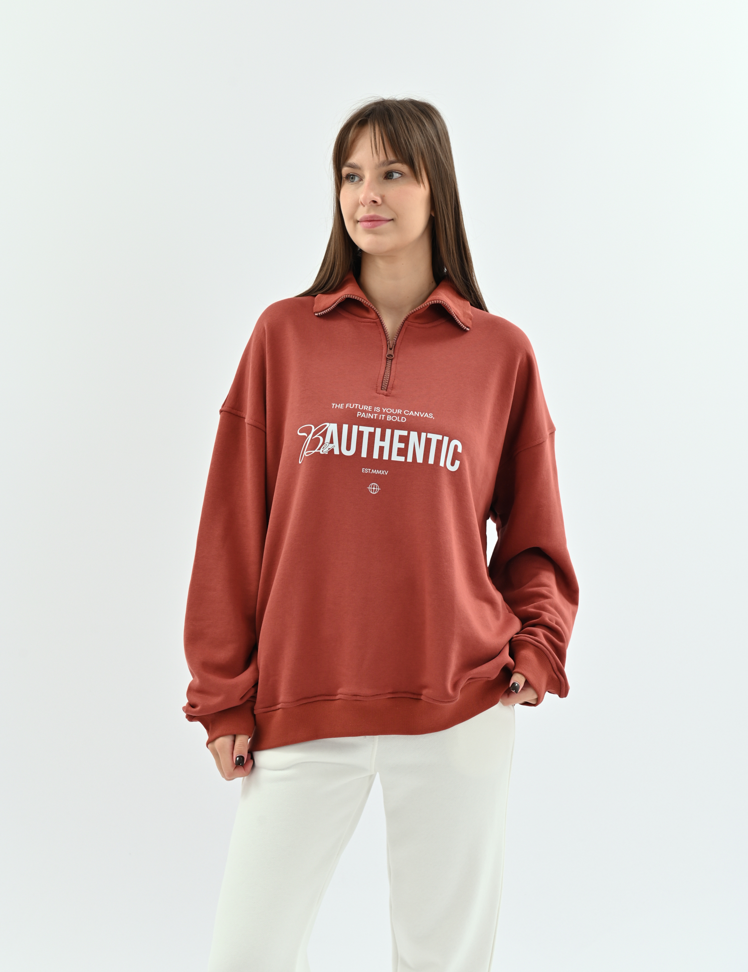 Картинка Світшот зіп "soft" be authentic теракотовий, one size