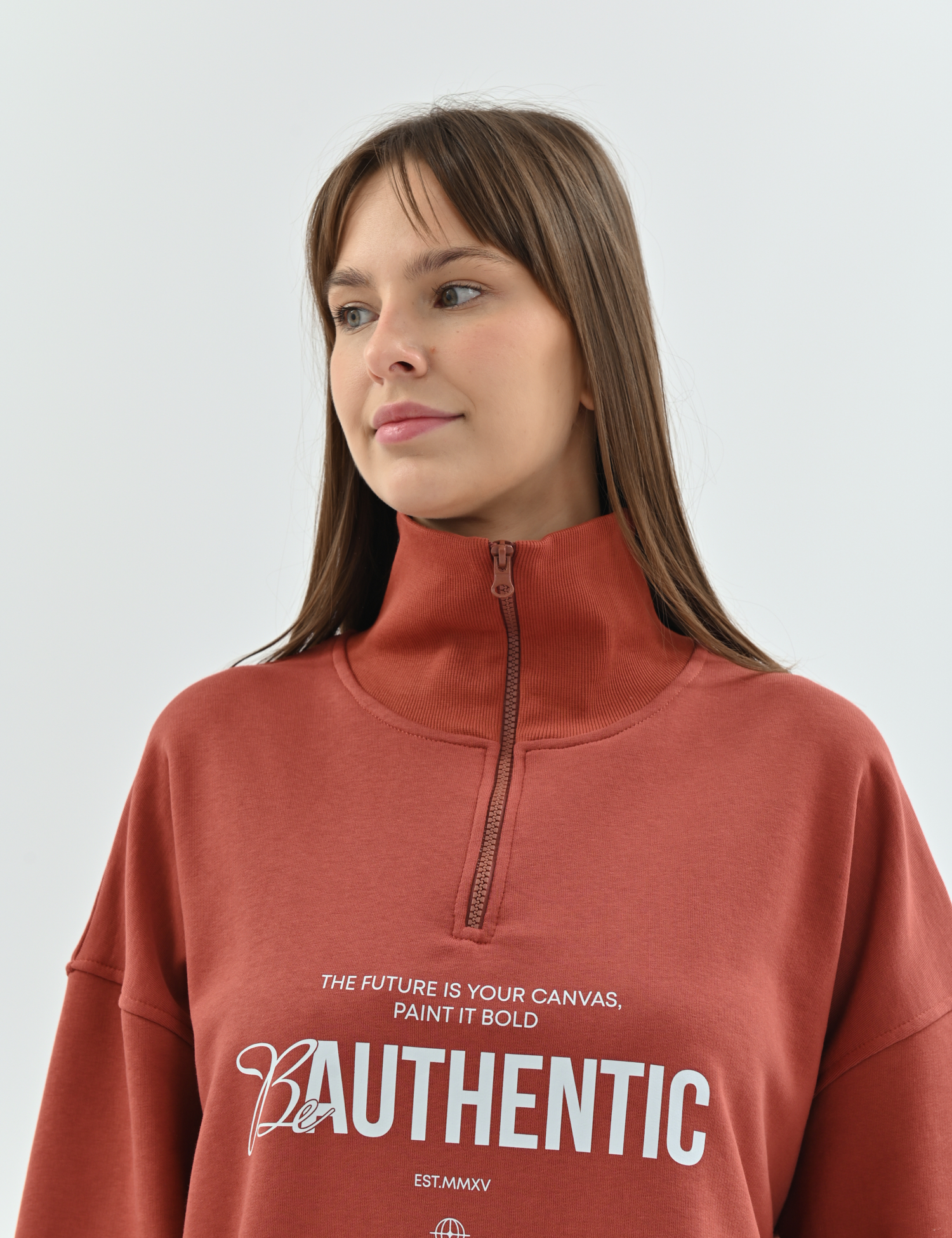 Картинка Світшот зіп "soft" be authentic теракотовий, one size
