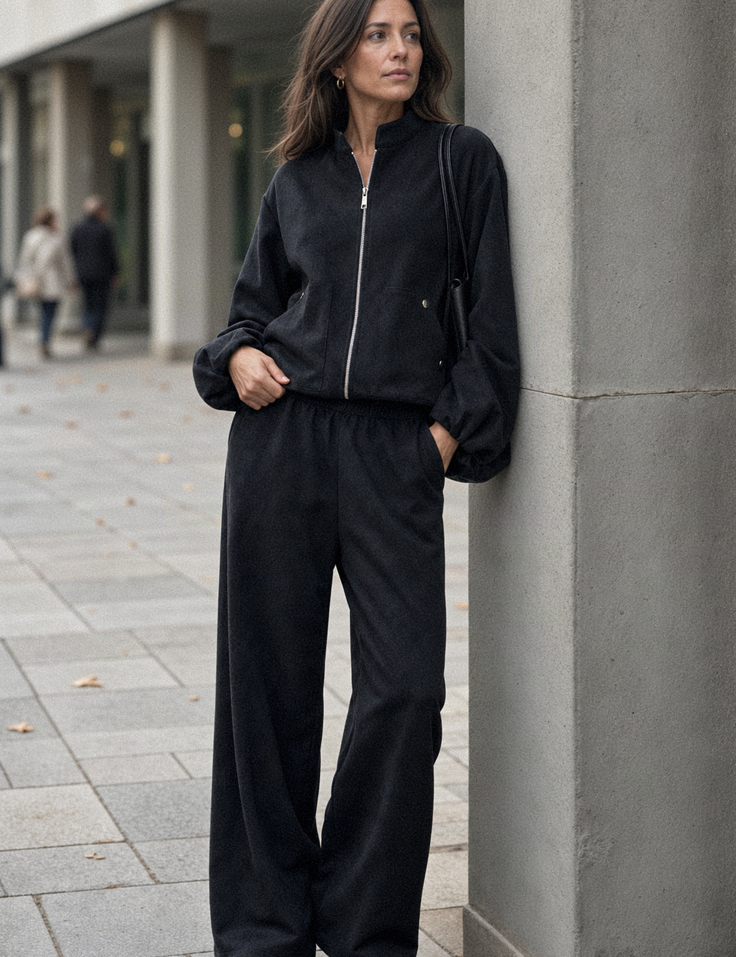 Картинка Бомбер oversize на блискавці чорний