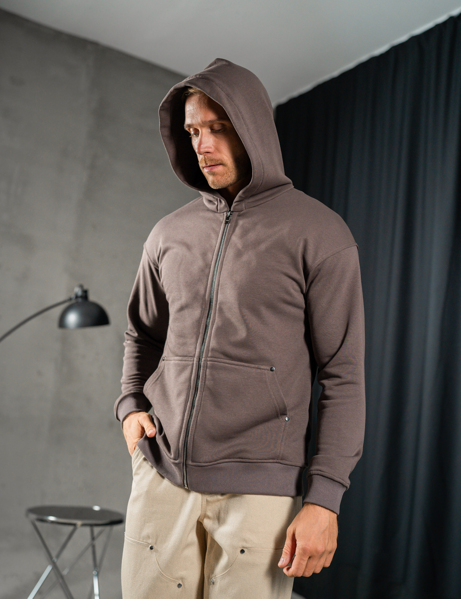 Картинка Худі Oversize Zip світло-коричневе