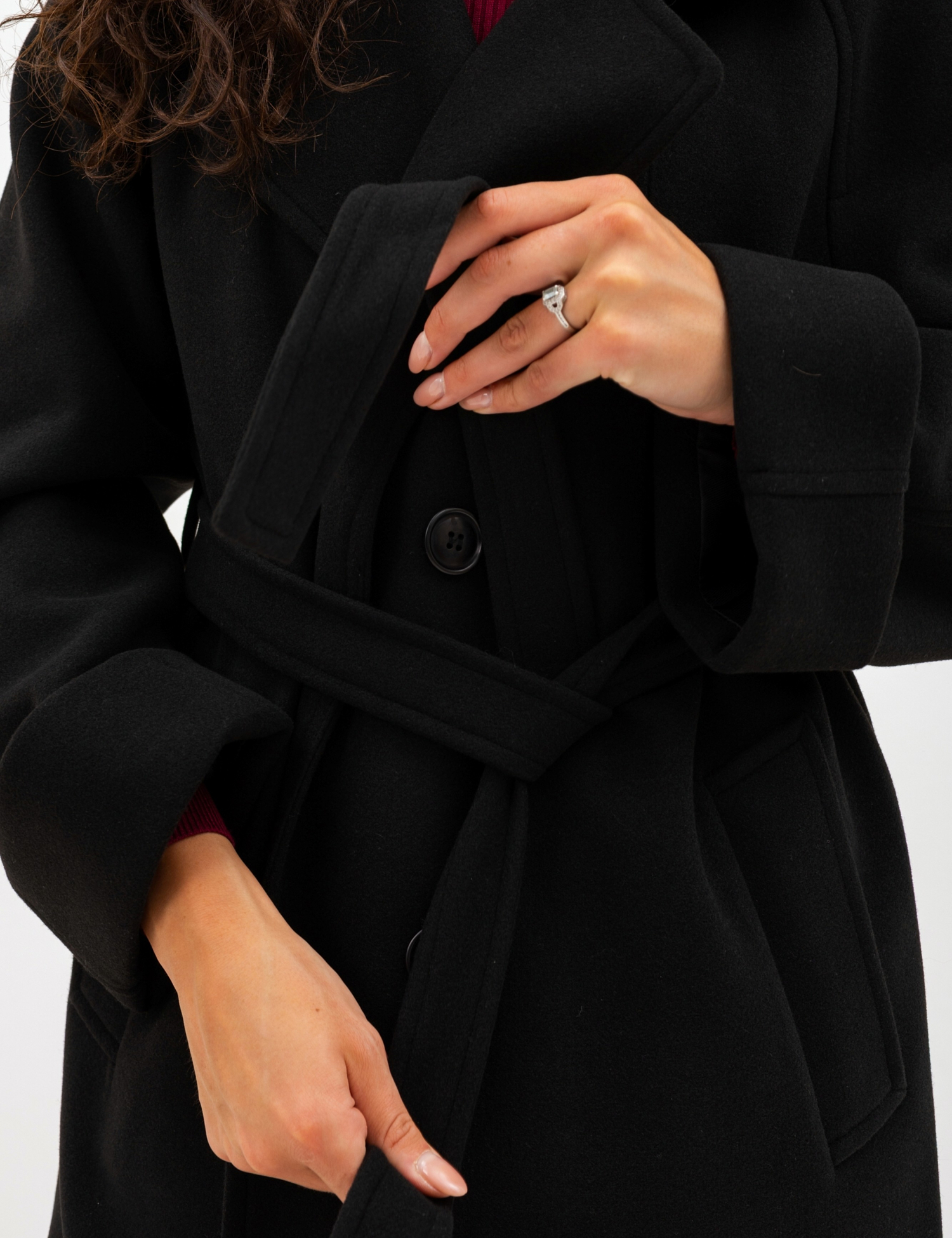 Картинка Двобортне пальто oversize з поясом