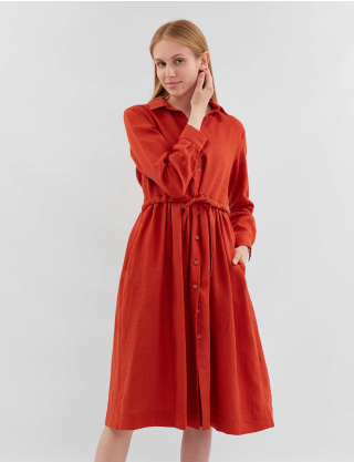 Картинка Сукня міді помаранчева лляна