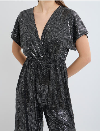 Картинка Комбінезон з ефектом блиску та акцентом на талії