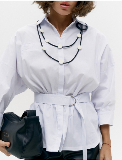 Image Жіноча біла сорочка з поясом