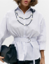 Картинка Жіноча біла сорочка з поясом