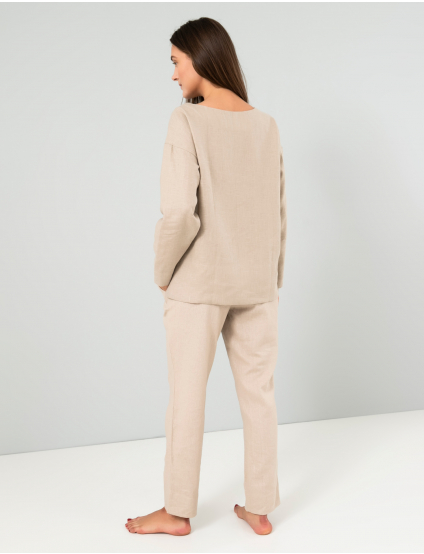 Картинка Жіноча сіра лляна піжама