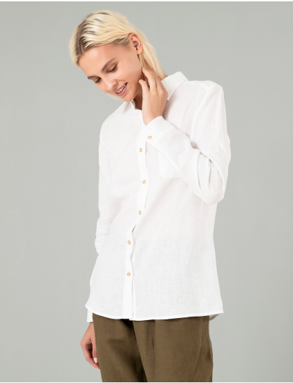 Картинка Жіноча біла лляна сорочка