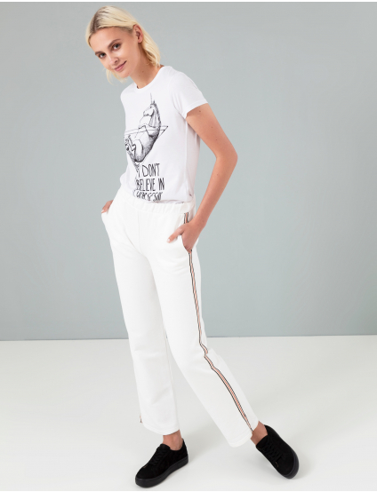 Картинка Жіночі білі штани з лампасами