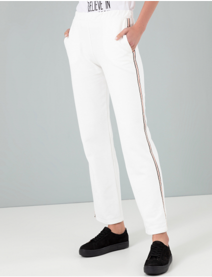 Картинка Жіночі білі штани з лампасами