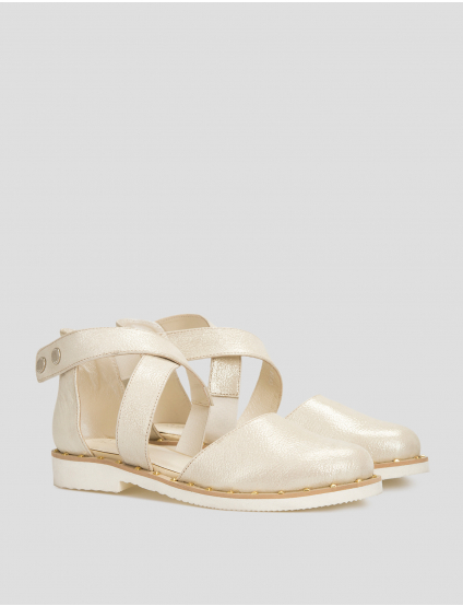 Картинка Жіночі бежеві шкіряні босоніжки