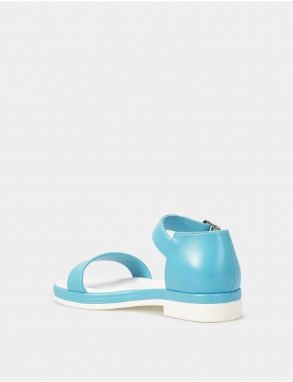 Картинка Жіночі блакитні шкіряні босоніжки