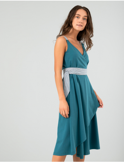 Картинка Жіноча зелена сукня на запах