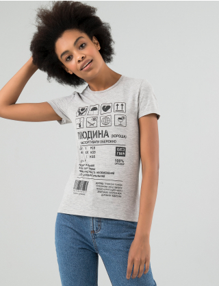 Картинка Футболка сіра з принтом