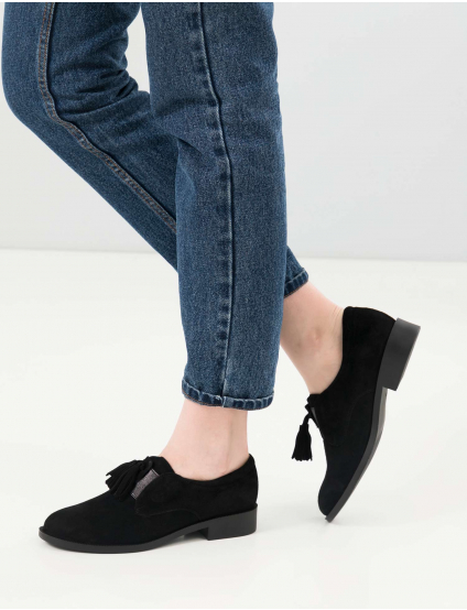 Картинка Жіночі чорні замшеві туфлі