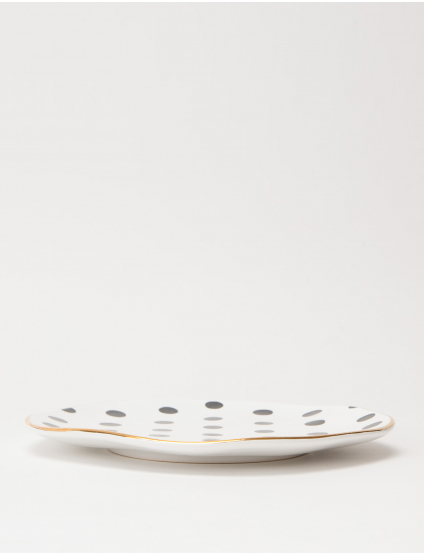 Image Біла керамічна тарілка в горошок 22 см