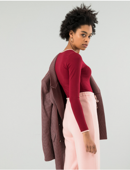 Картинка Жіночий бордовий лонгслів