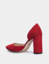 Картинка Жіночі червоні замшеві туфлі на підборах