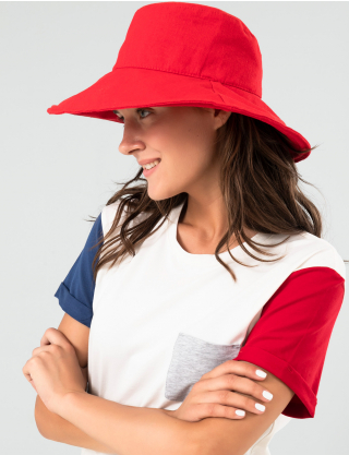Картинка Жіночий червоний лляний капелюх
