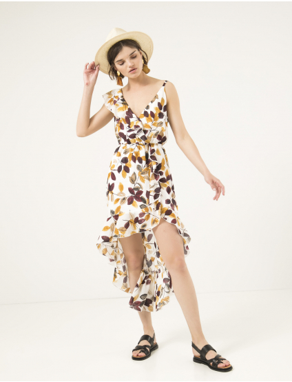 Картинка Бежева сукня з квітковим візерунком