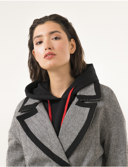 Картинка Жіноче сіро-чорне пальто