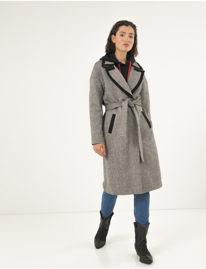 Картинка Жіноче сіро-чорне пальто