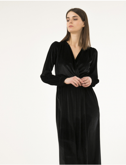 Картинка Чорна оксамитова сукня-максі