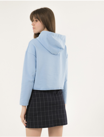 Картинка Жіноче блакитне укорочене худі з капюшоном