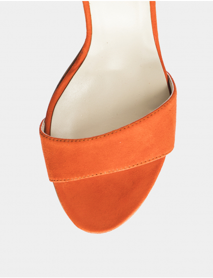 Картинка Жіночі помаранчеві замшеві босоніжки