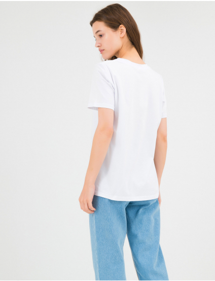 Картинка Жіноча біла футболка з принтом