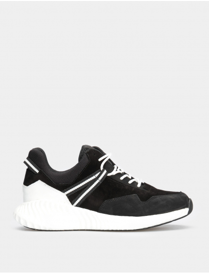 Картинка Жіночі чорні замшеві кросівки