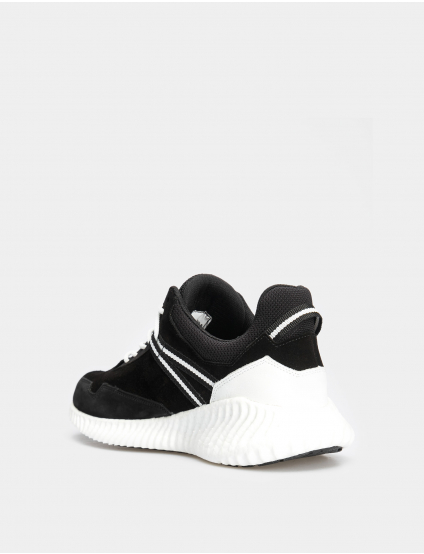 Картинка Жіночі чорні замшеві кросівки