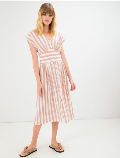 Картинка Бежева сукня в смужку