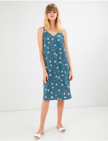 Картинка Синя сукня з рослинним візерунком