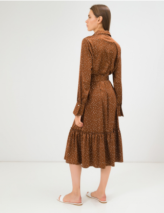 Картинка Сукня міді коричнева з принтом