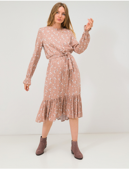 Картинка Бежева сукня з квітковим візерунком