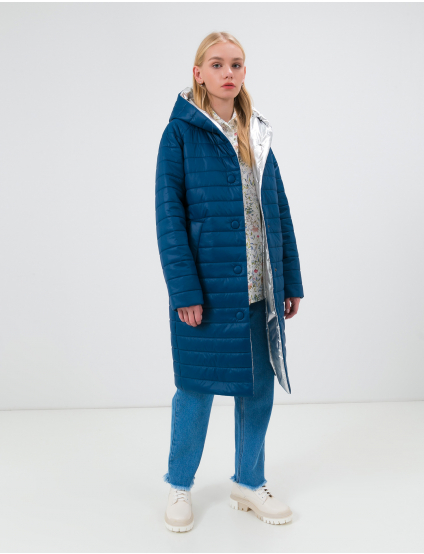 Картинка Жіноча темно-синя стьобана куртка